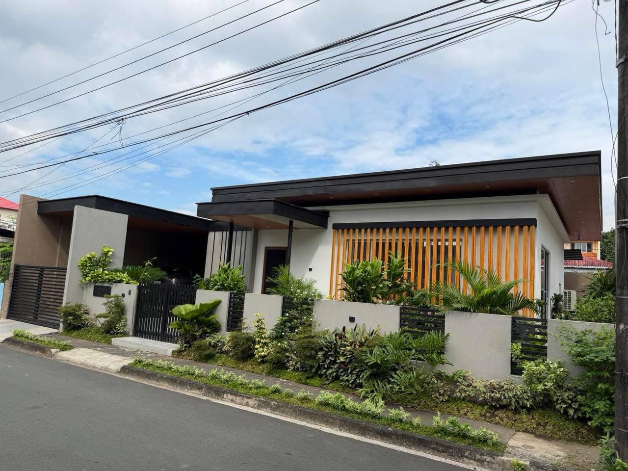Completed residential exterior with timber screens